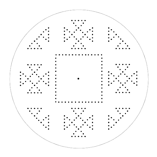 Нитяна графіка (ізонитка (зображення ниткою), нитковий дизайн) - графічне зображення, виконане нитками на будь-якому твердому підставі. Схема для свердління дисків 2