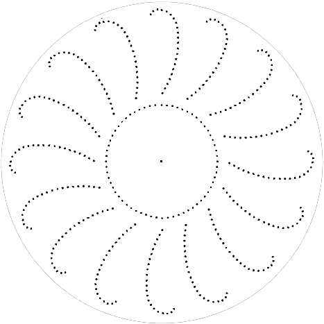Нитяна графіка (ізонитка (зображення ниткою), нитковий дизайн) - графічне зображення, виконане нитками на будь-якому твердому підставі. Схема для свердління дисків 8
