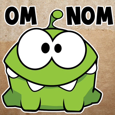 Зелена тваринка Om Nom (Ам-Ням)