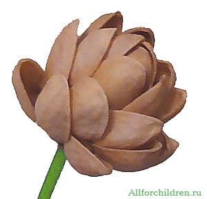 Квітка з пластиліну і шкаралупи фісташкових горіхів