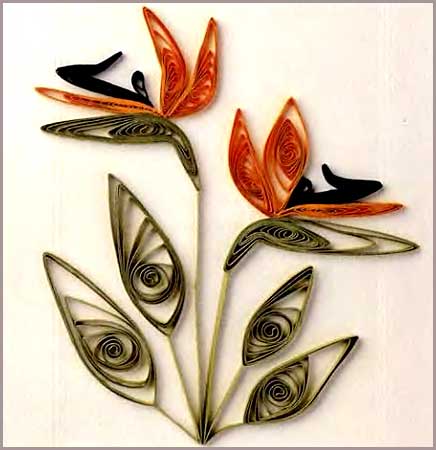 Квітка Райські птахи, виконаний за допомогою техніки квілінгу