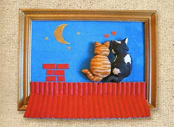 Коти на даху. Картинка з солоного тіста