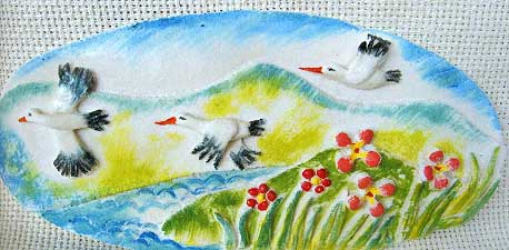 Птахи летять. Картинка з солоного тіста