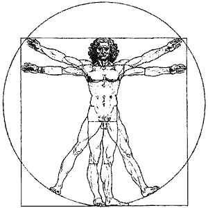 Пропорції людського тіла. Малюнок Леонардо да Вінчі