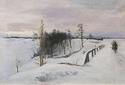 Клодт фон Юргенбург Н. А. Зимовий пейзаж з містком і саньми